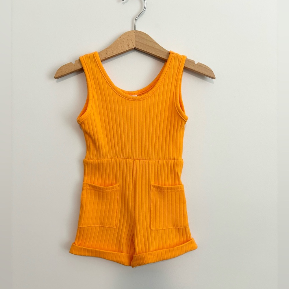 Baby Girl Apricot Ribbed Knit Romper Size 12M NWT
